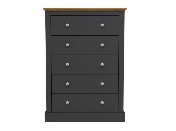 LPD Devon Charcoal & Oak 5 Drawer Chest