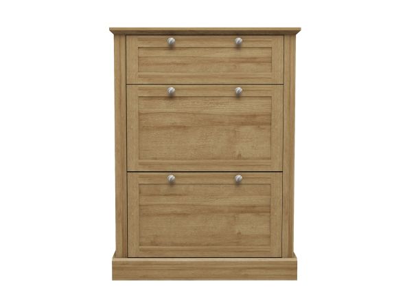 LPD Devon Oak 3 Tier Shoe Cabinet