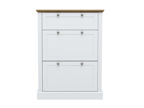 LPD Devon White & Oak 3 Tier Shoe Cabinet