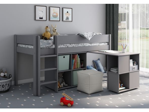 Kids Avenue Estella Grey Mid Sleeper with Cube and Desk