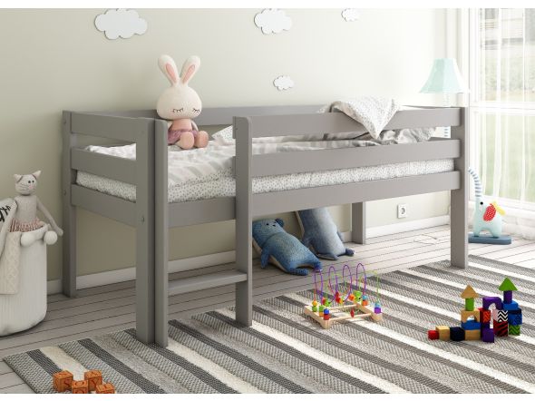 Noomi Solid Wood Shorty Midsleeper Grey (FSC-Certified)
