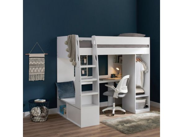 Flair Harry High Sleeper Bed with Desk, Wardrobe and Storage