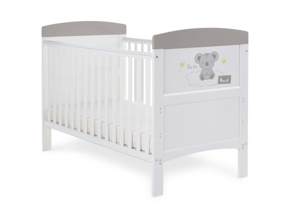 Obaby Grace Inspire Cot Bed - Hello World Koala Grey
