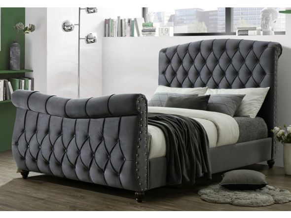 Sareer Lachelle Dark Grey Fabric Bed Frame