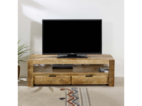 Indian Hub Surrey Solid Wood Tv Stand With 2 Drawers