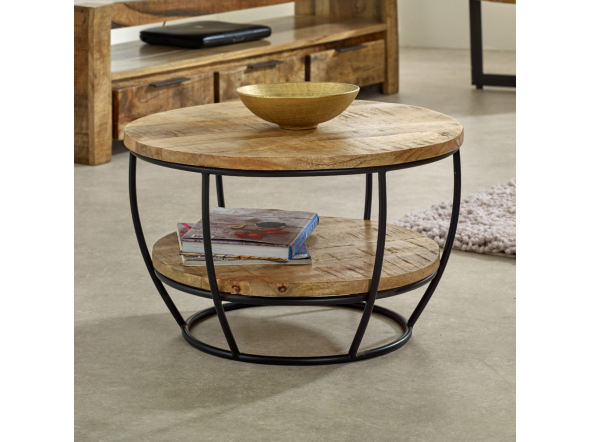 Indian Hub Surrey Solid Wood & Metal Coffee Table With Shelf