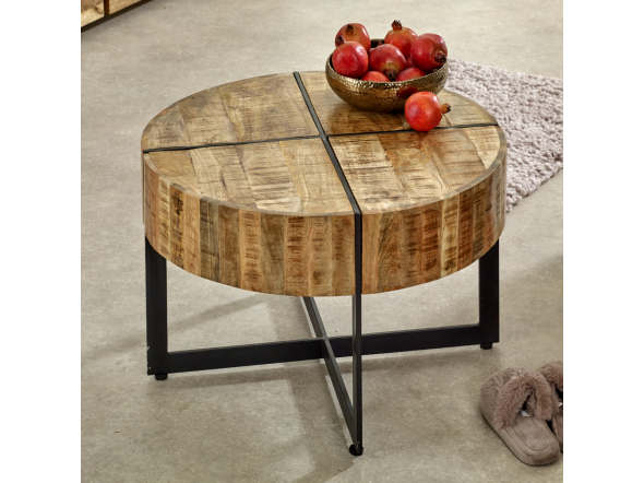 Indian Hub Surrey Solid Wood Coffee Table With Metal Legs