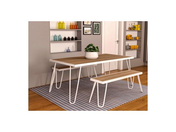 Novogratz Paulette Dining Set with 2 Benches