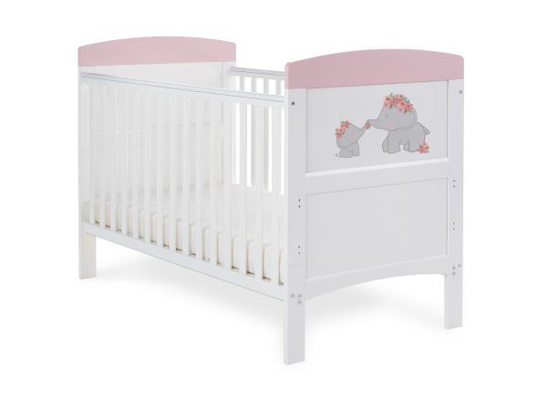 Obaby Grace Inspire Cot Bed - Me & Mini Me Elephants - Pink
