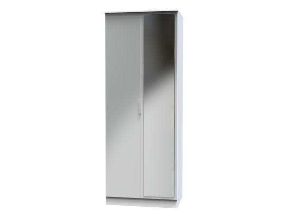 Welcome Furniture Plymouth 2ft6in Mirror Robe - Uniform Glass, White Matt