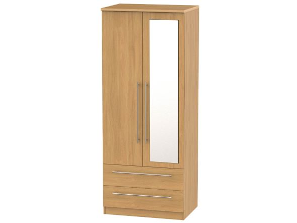 Welcome Furniture Sherwood 2ft6in 2 Drawer Mirror Robe Modern Oak