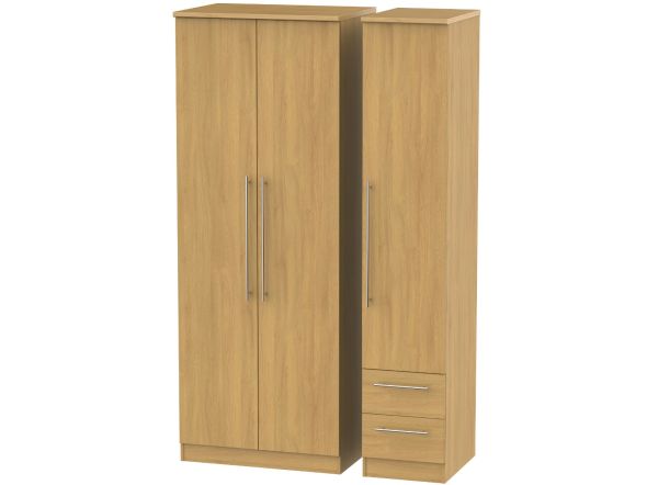 Welcome Furniture Sherwood Tall Triple Plain + Drawer Robe Modern Oak