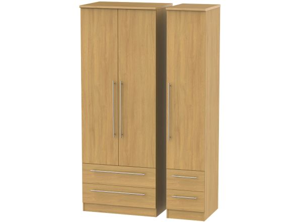 Welcome Furniture Sherwood Tall Triple 2 Drawer + Drawer Robe Modern Oak