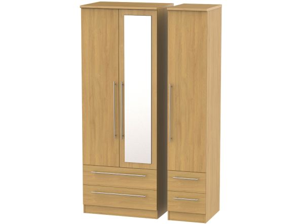 Welcome Furniture Sherwood Tall Triple 2 DrawerMirror + DrawerRobe Modern Oak