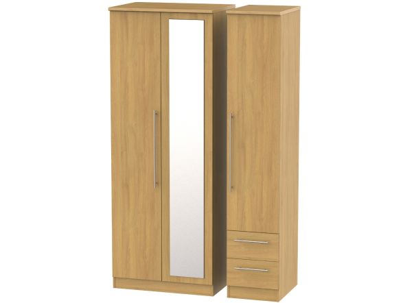 Welcome Furniture Sherwood Triple Mirror + Drawer Robe Modern Oak