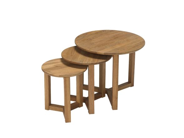 LPD Stow Solid Oak Nest of Three Tables